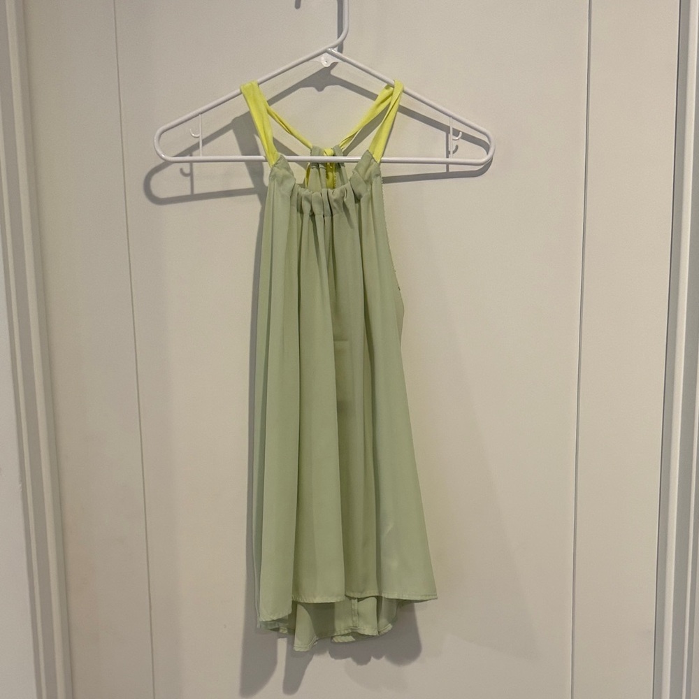 H&M Light Green Blouse with Yellow Straps